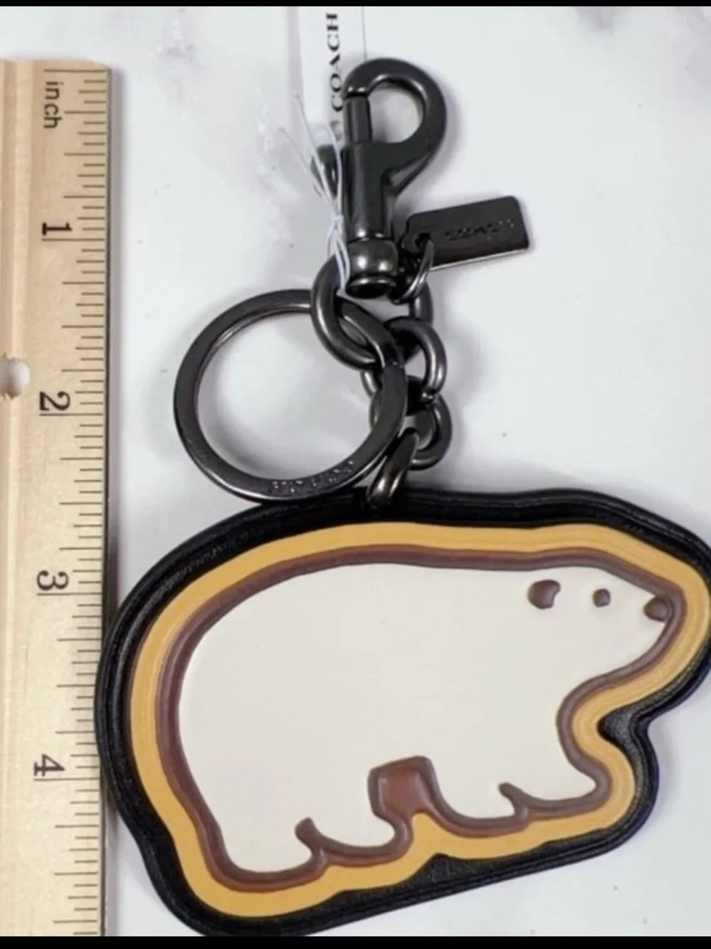 Coach Polar Bear Key Fob Signature Canvas Hangtag BAGCHARM Keychain CE679 NWT